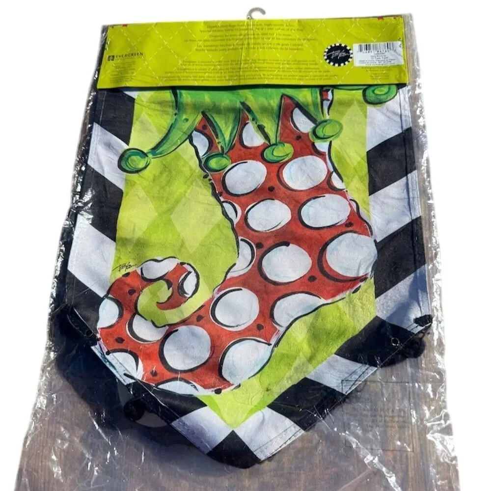 Evergreen Red Polka Dot Christmas Stocking Garden Flag